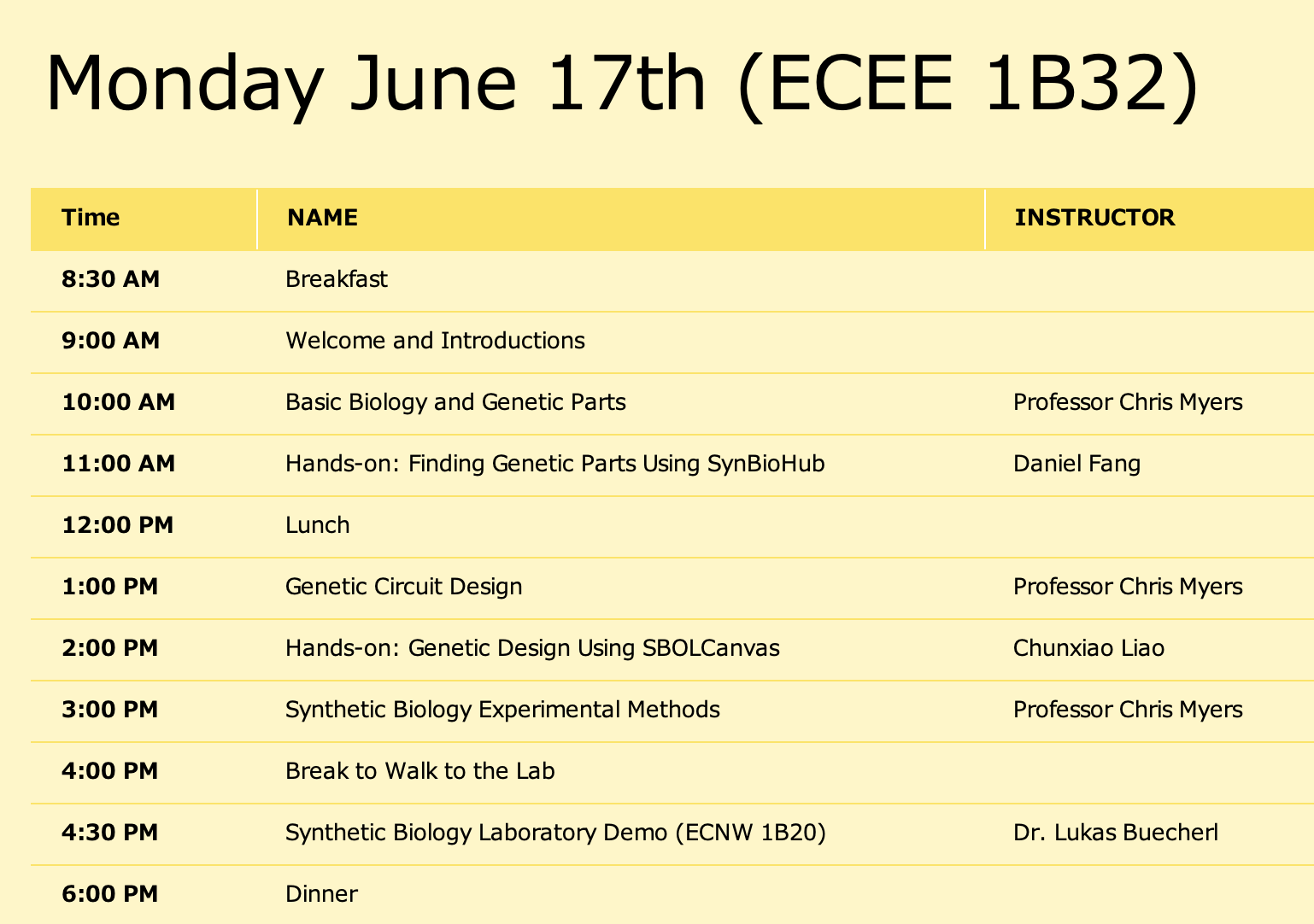 Monday Schedule